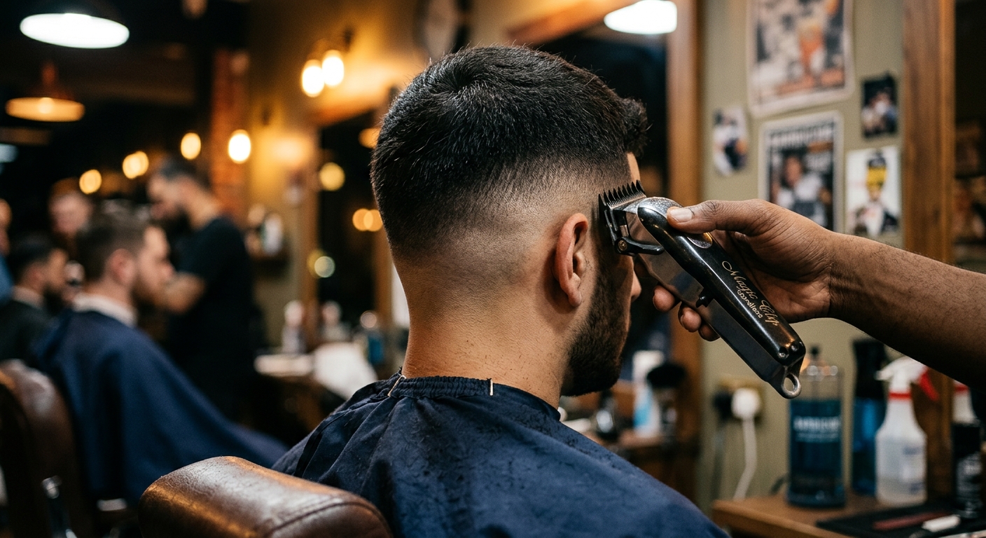 Sharp skin fade close-up